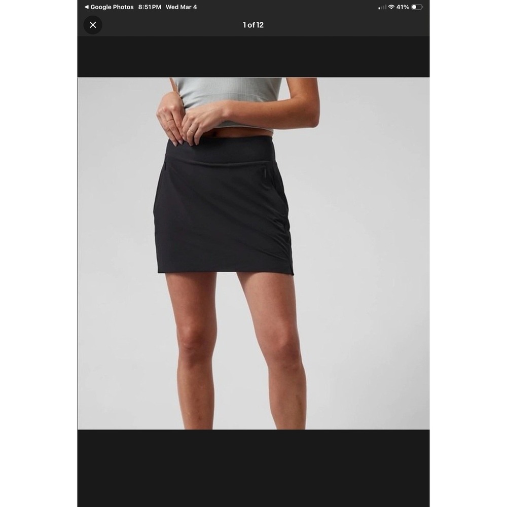 Athleta Soho black Athletic Skirt Built In Shorts Size 8 Picked Ball Golf Tennis